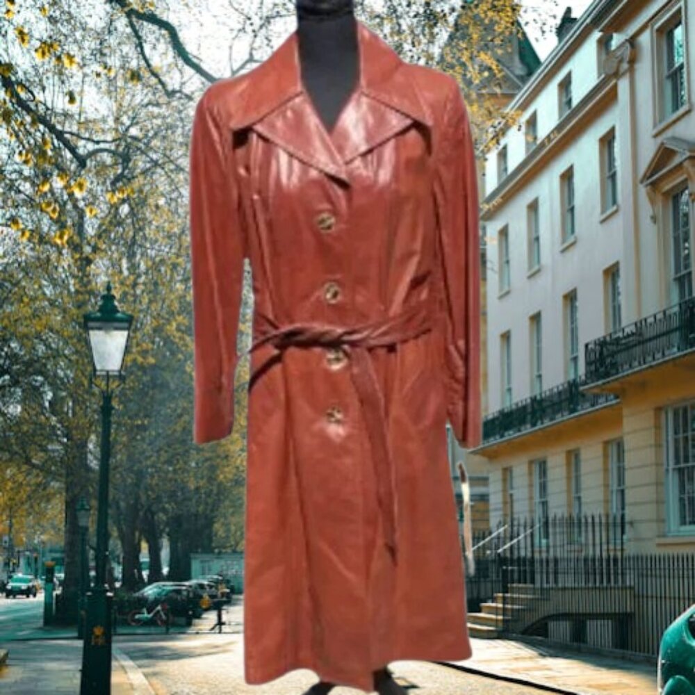 UNWORN Retro Vintage Leather Coat NWT Size M Fall Office Daily Wear Boho